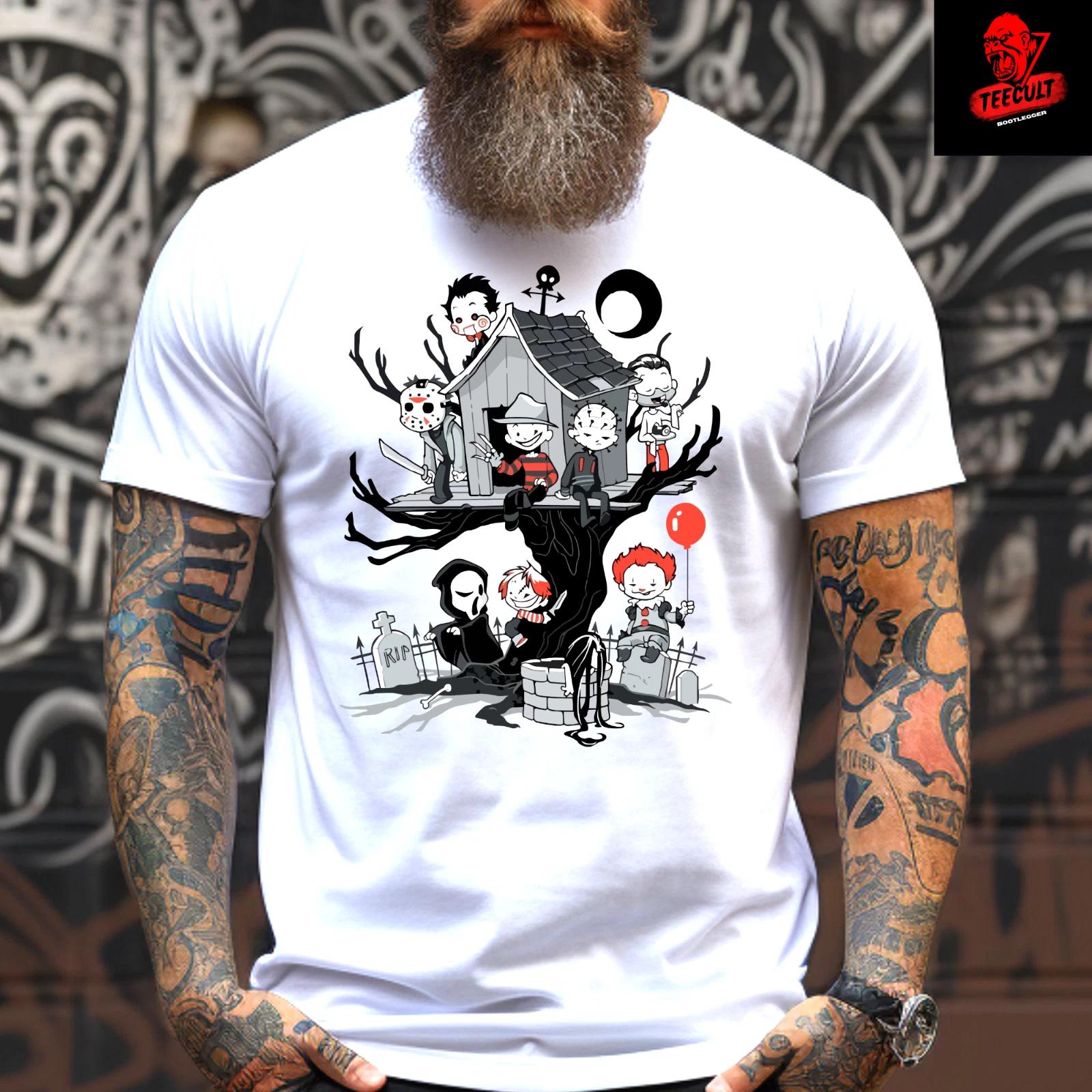 Men s and Women s T-shirts Horror Tree Ghostface Freddy Pennywise Jason Horror Unisex XXL