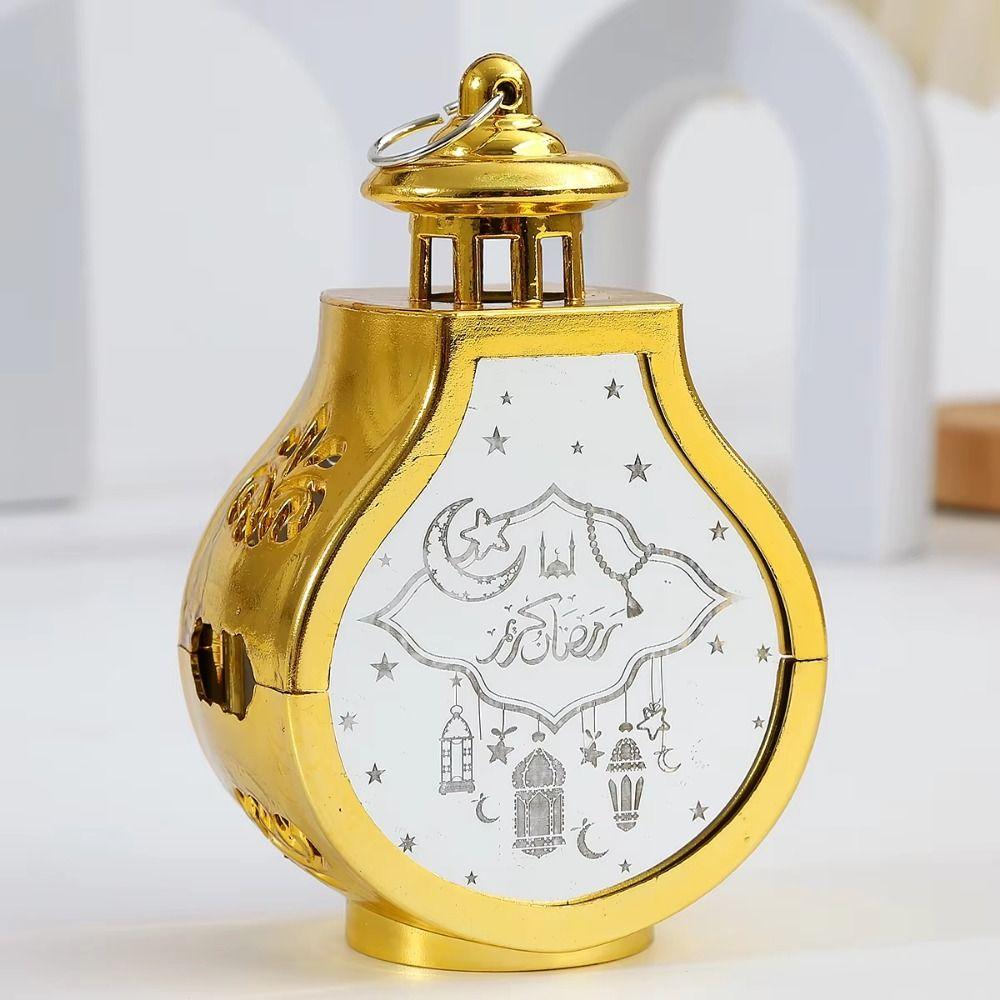 Creative Pear-shaped Candle Holder Flameless Vintage LED Lantern Light Ramadan Kareem Star Moon Electronic Candle Lamp