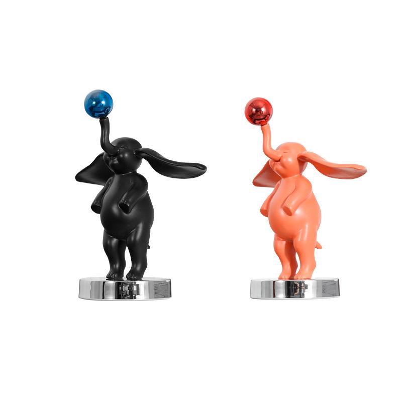 European-style Resin Elephant Sculpture Ornament Cute Animal Statue Craft Decoration for Living Room Dining Room TV Cabinet Gift
