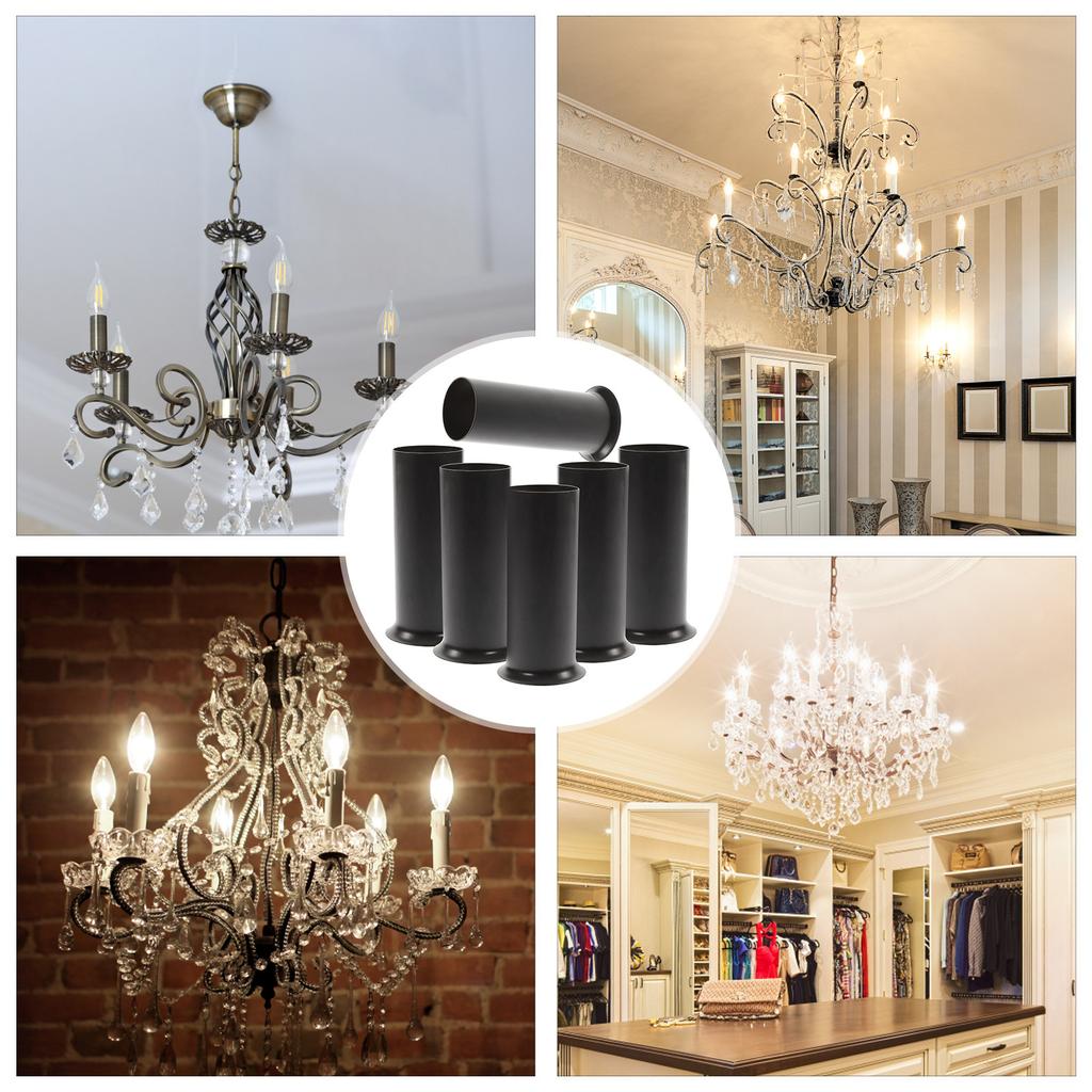 6Pcs Metal Chandelier Base Sleeves Flanging Sleeves Wide Stable Base for Bulbs Crystal Chandelier Accessories
