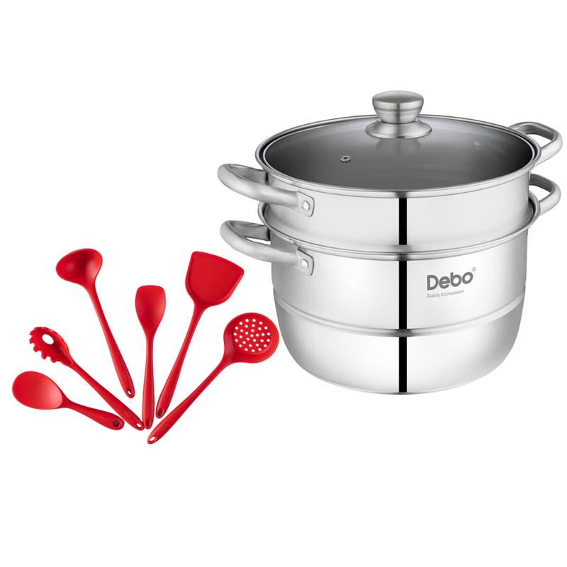 Debo Sofitel Stainless Steel Double Layer Steamer & Becca Silicone Utensil Set