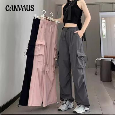 Pantalones de trabajo de secado rápido para mujer, pantalones holgados de pierna ancha de talla grande, pantalones deportivos de montañismo de verano