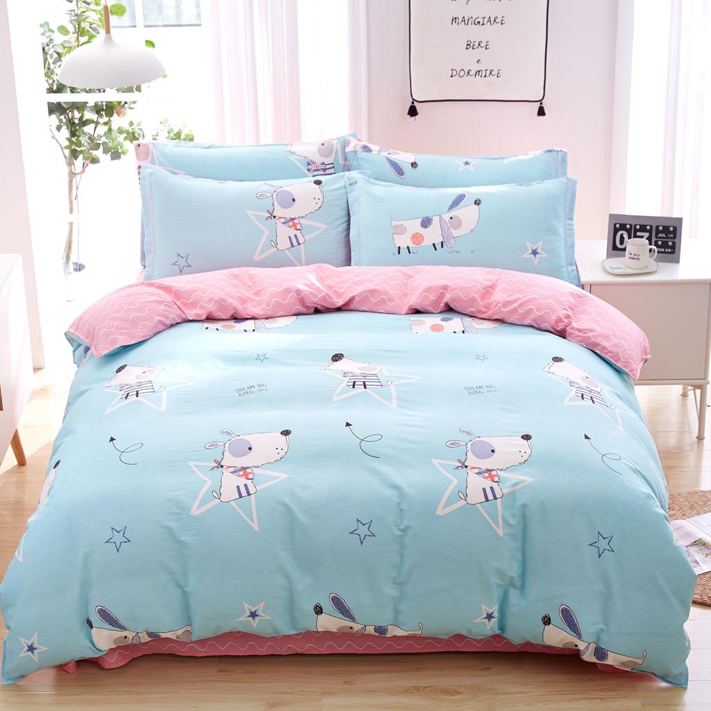 Floral Printing Pink Bedding Set Duvet Quilt Cover+Sheet+Pillow Case Four-Piece Floral Printing Pink Bedding Set Duvet Quilt Cover+Sheet+Pillow Case Four-Piece