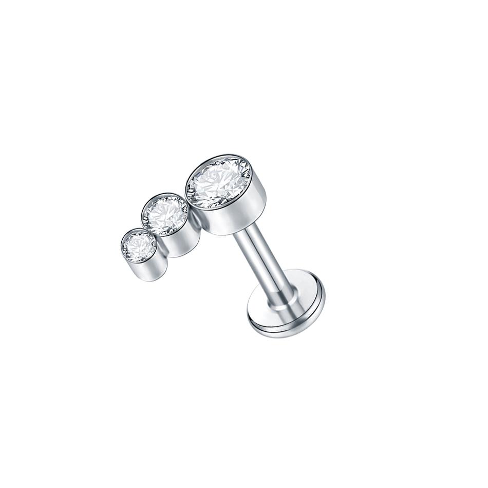 1Pc G23 Titanium Labret Ear Tragus Earring Stud Internally Threaded Zircon Lip Rings Cartilage Helix Piercing Body Jewelry 16G