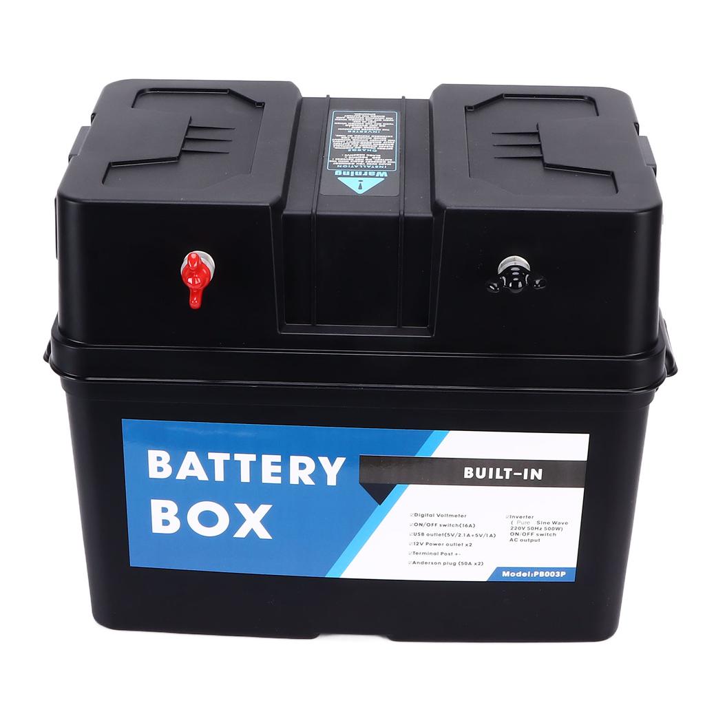 12V to 220V Trolling Motor Battery Box 500W Portable Battery Power Center for RV Camper Trailer Car