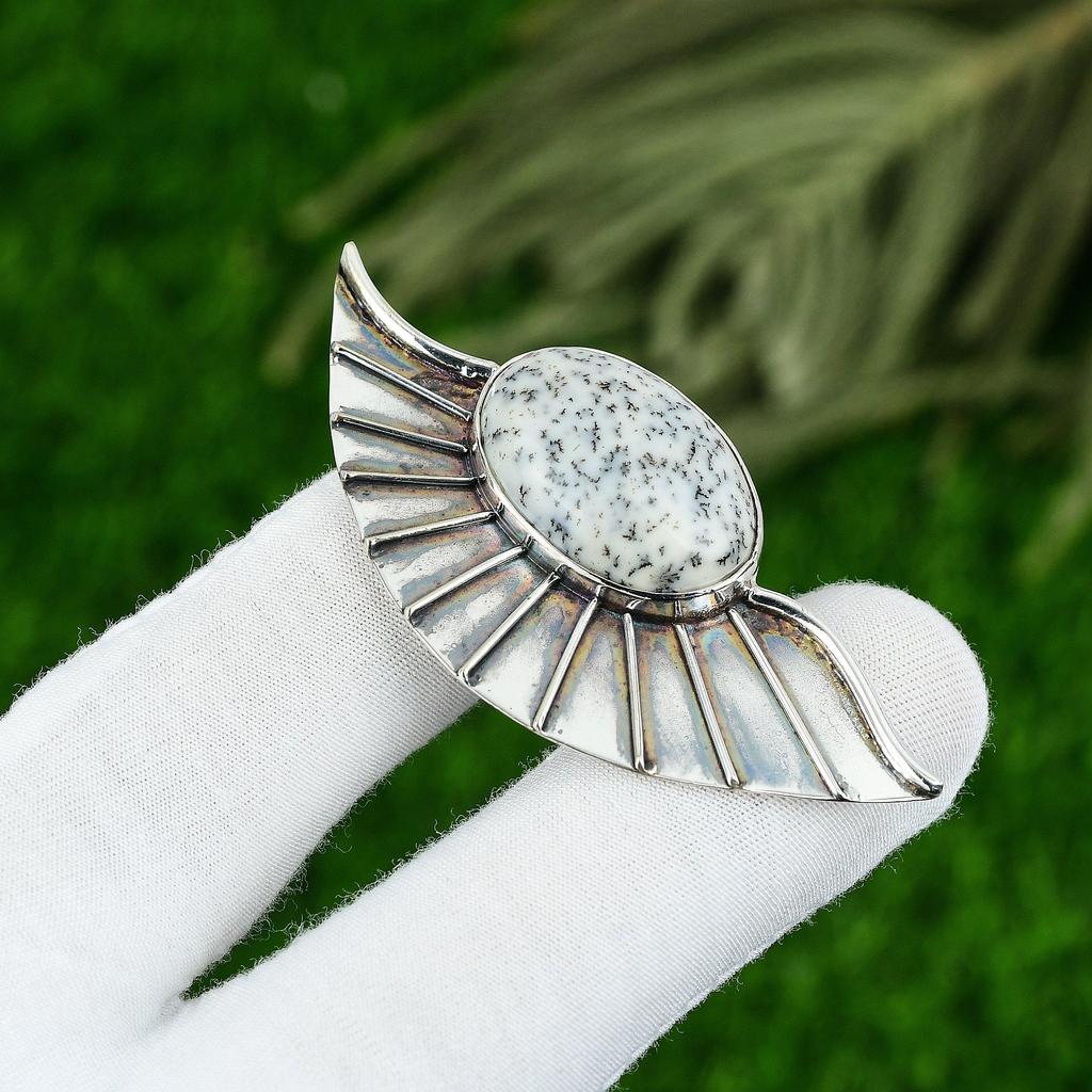 Dendrite Opal Stone 925 Sterling Silver Artisan Unique Sister Pendant Jewelry