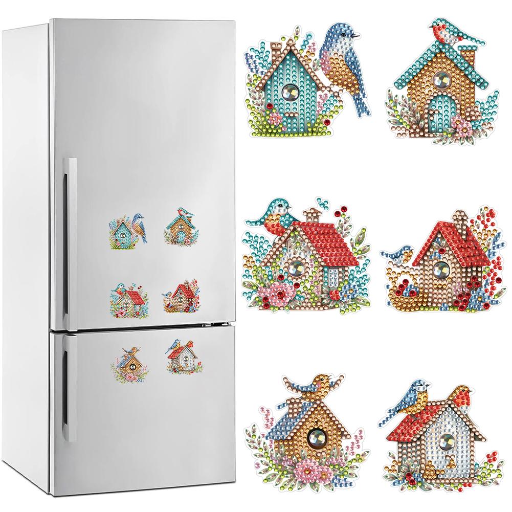 6Pcs Acrylic Diamond Painting Fridge Magnets DIY Diamond Painting Magnets Kit for Refrigerator Mailbox Decor