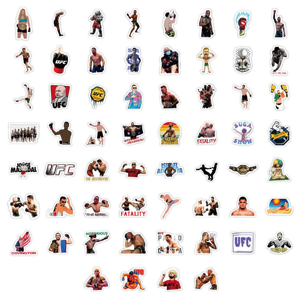 60 водостойких мультяшных наклеек UFC Бокс для чехлов телефонов, багажа, шлемов и дневников