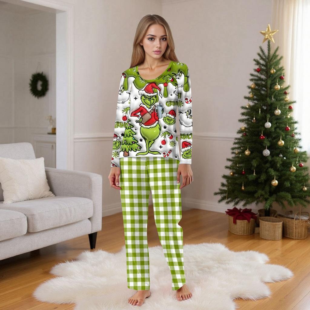 Christmas Prints Family Matching Long Sleeve Tops+Pants Set Family Matching Sets