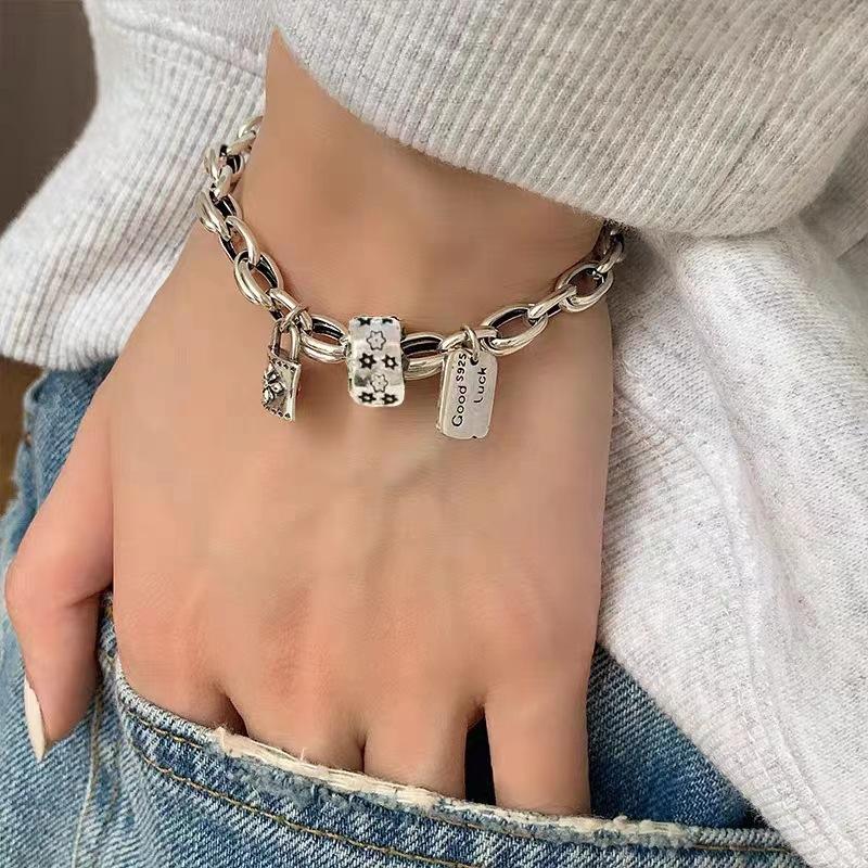 

Vintage Antique Padlock Pendant Hip Hop Bracelet New Year Wealth Luck Chinese Trendy Fashion Personalized Charm Jewelry