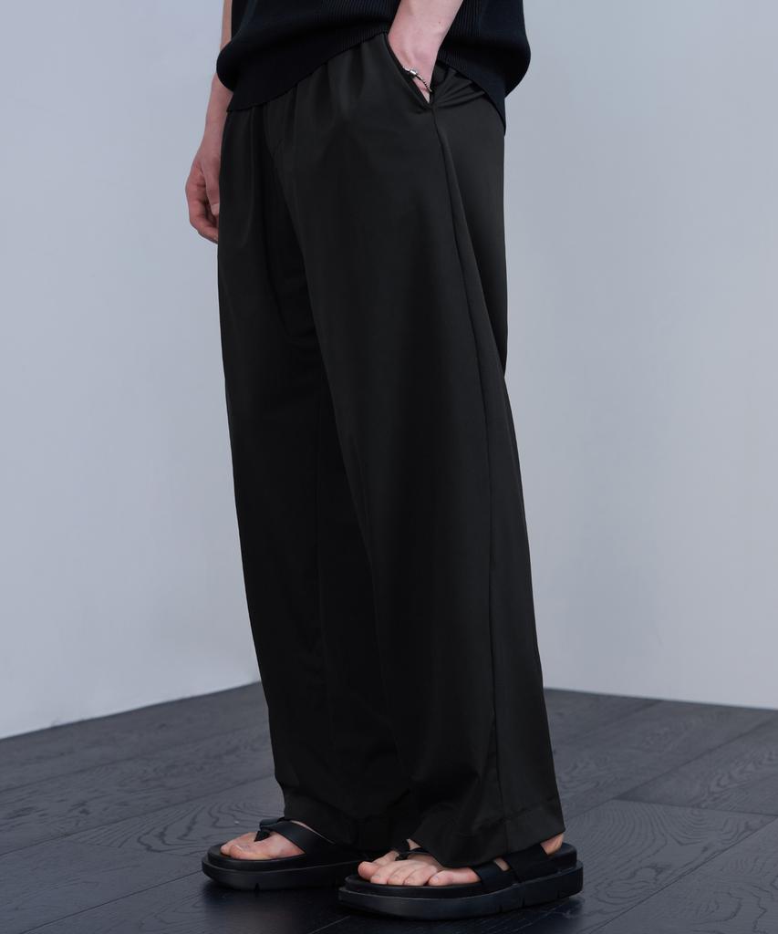 DRAW FIT [Fashion Planet X Drawfit] Cooling Relaxed Wide Elastic Waist Pants [Black]