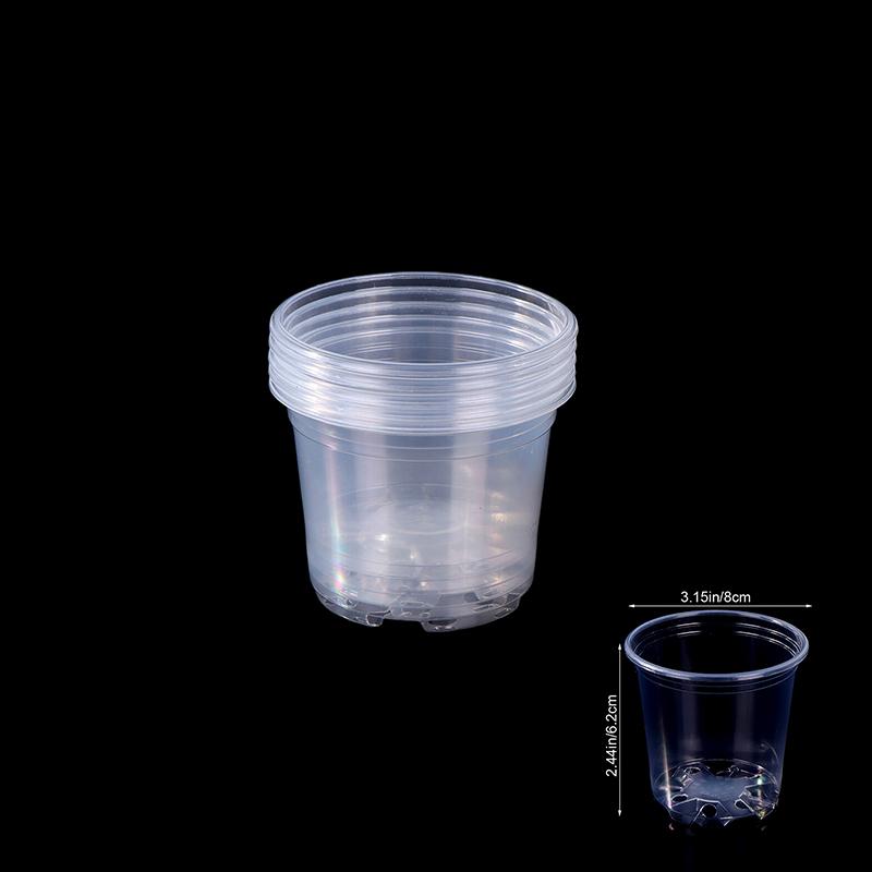 

5 шт. Прозрачный пластиковый цветочный горшок Дренажное отверстие Горшок Садоводство Рост корней Видимость Для всех растений Защита от повреждения водой