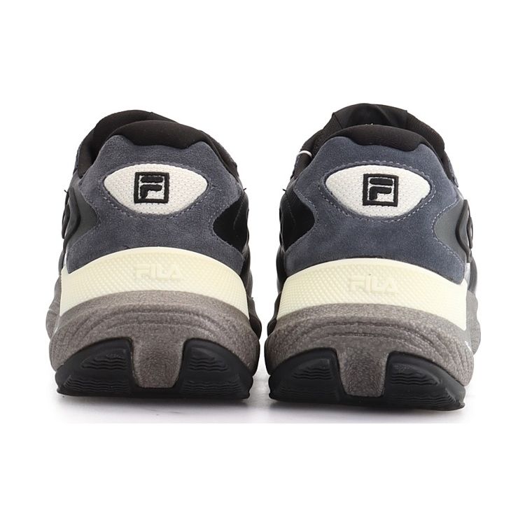 Fila Fusso Icona Fabric Top Layer Cowhide Two Layer Suede Leather Fashion Sports Low Top Casual Shoes Men Sneaker Black Gray F12M213113FBT