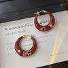 Hong Kong Retro Sunflower Earrings: Light Luxury Irregular Circle Enamel Drip Design for Women