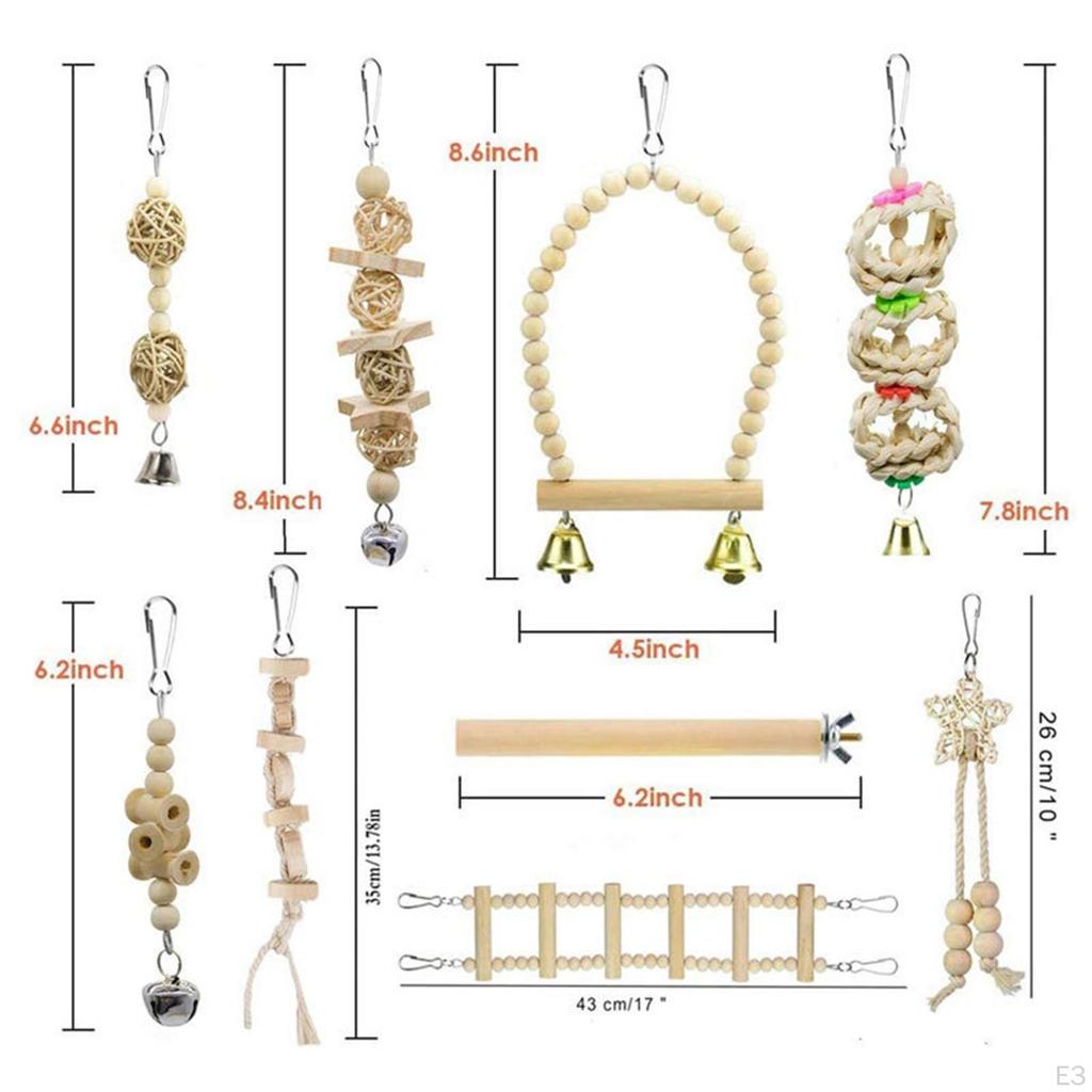 9Pcs en bird Chews Hanging Climbing Ladder Parakeets Macaws s Finches Accessories Train