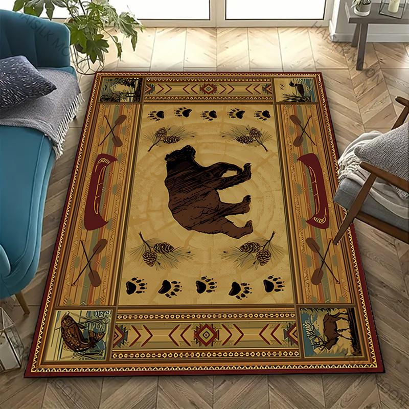 American Country Vintage Style Art Carpet Living Room Bedroom Sofa Large Area Decorative Mat Kids Play Soft Non-slip Rugs Gift