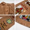 American Vintage Denim Wide Leg Jeans Couples Loose Straight With Dachshund Dog Embroidery Casual All Season Pants