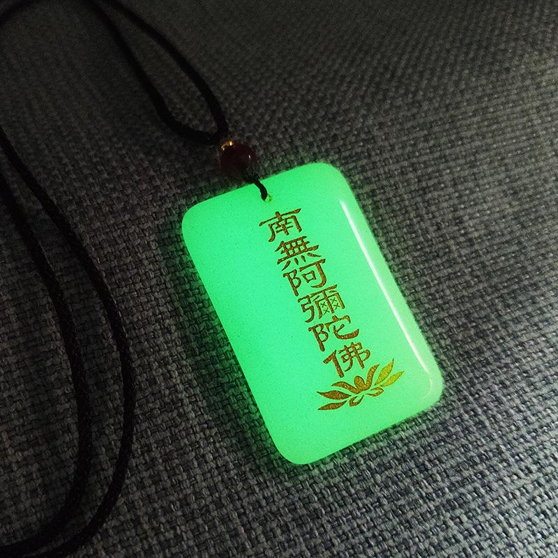 Custom Engraved Luminous Guanyin & Buddha Pendant Necklace