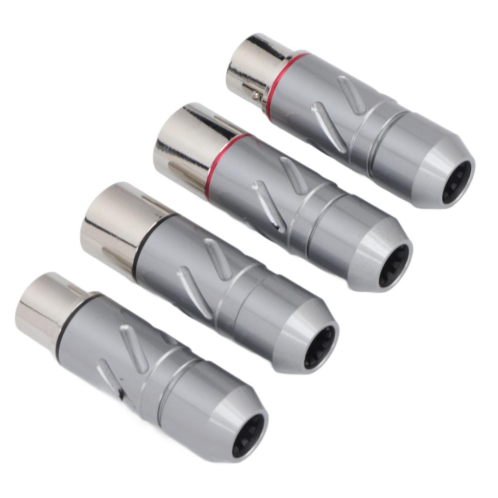 4Pcs 3 Pin XLR Adapter Pure Copper Plated 2 Male 2 Female XLR Converter Plug for Power Amplifier Microphone