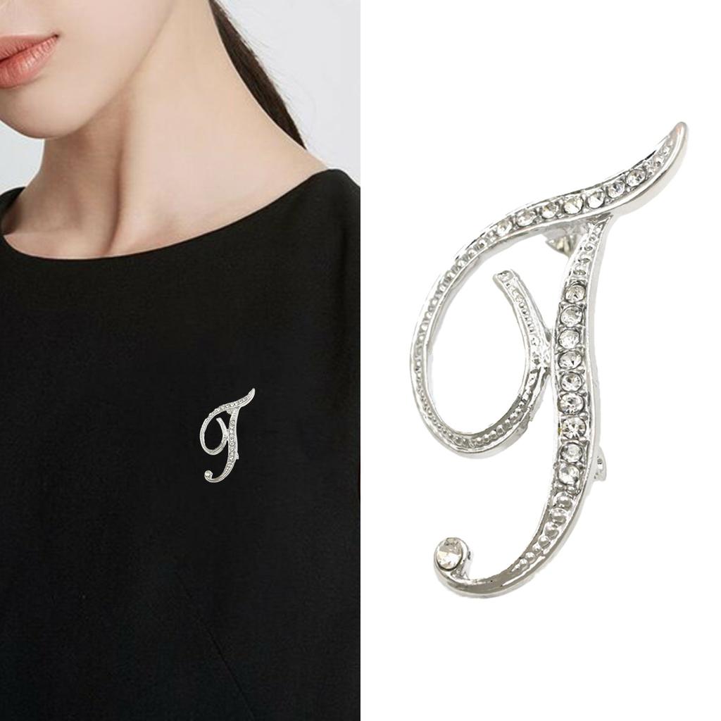 English Letter Brooch With Water Filled Diamond Alloy Chest Flower, Clothing Accessory Pin