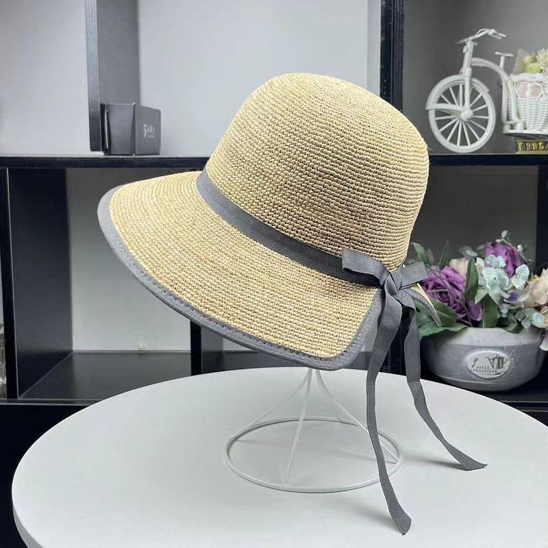 Hepburn wind raffia hat women's summer Japanese sun hat vacation beach hat sun hat women's UV protection versatile