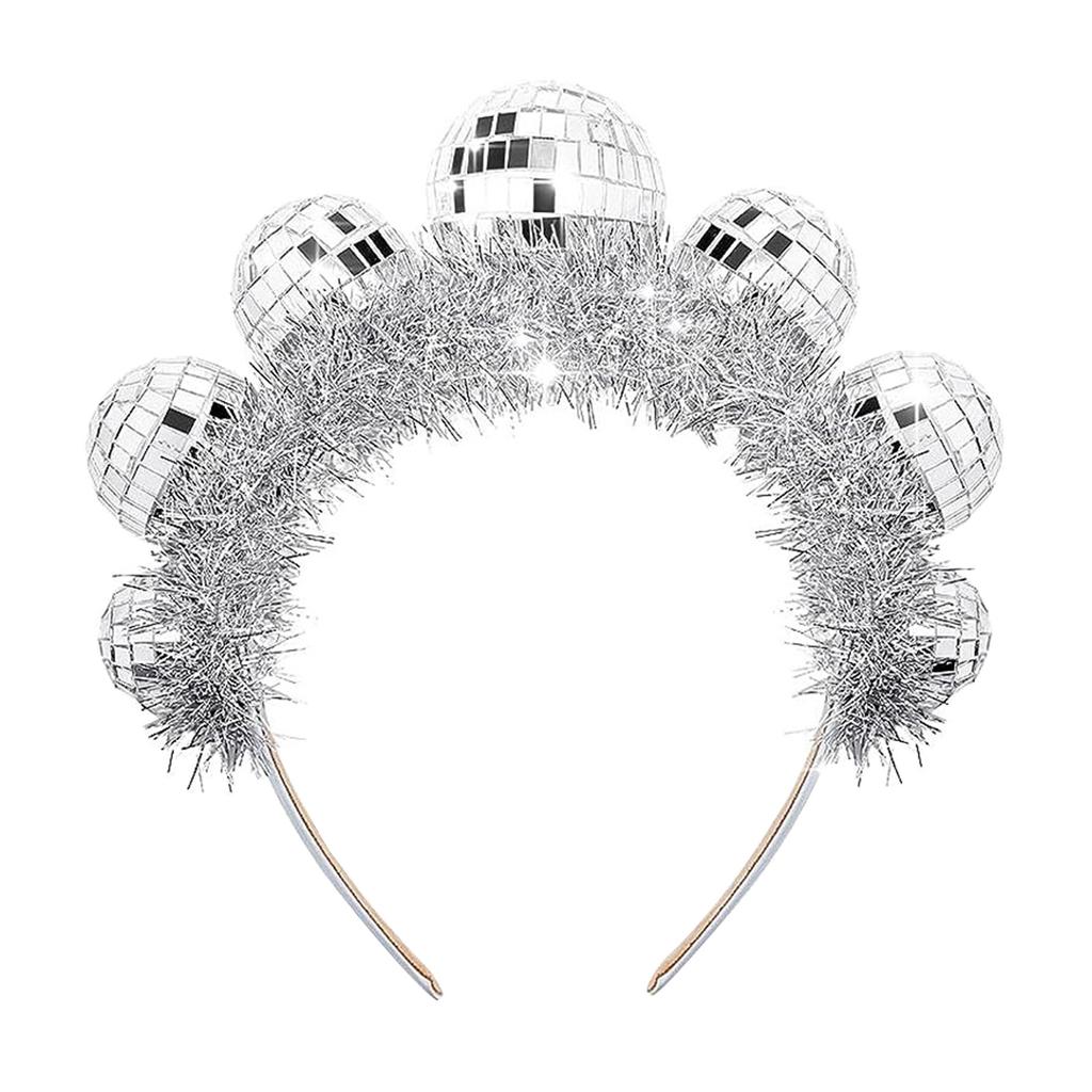 Adult Discoballs Headband MusicFestival Decorative Headdress 70s Party Vintage Hairhoop Cosplay Costume Head Accessories