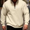 Men Quarter Zip Sweatshirt Mock Neck Fleece Lined Pullover Solid Color Loose Casual Warm Sweatshirt for Winter Sports Street Party Wear