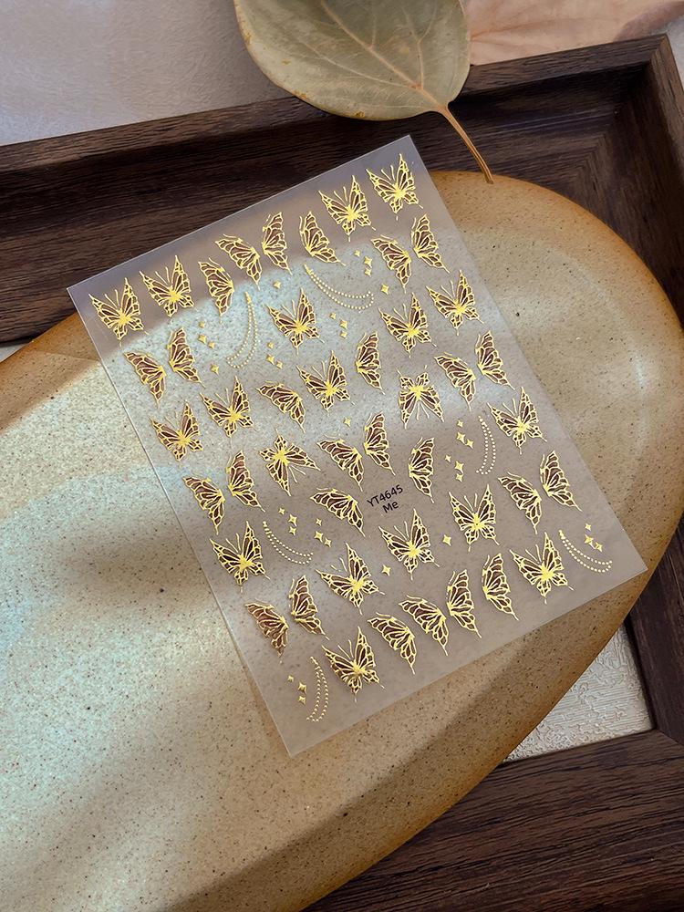 

Наклейки для ногтей YITU Бабочка с цепочкой и клетчатым дизайном - Роскошный самоклеящийся декор для ногтей YT4645