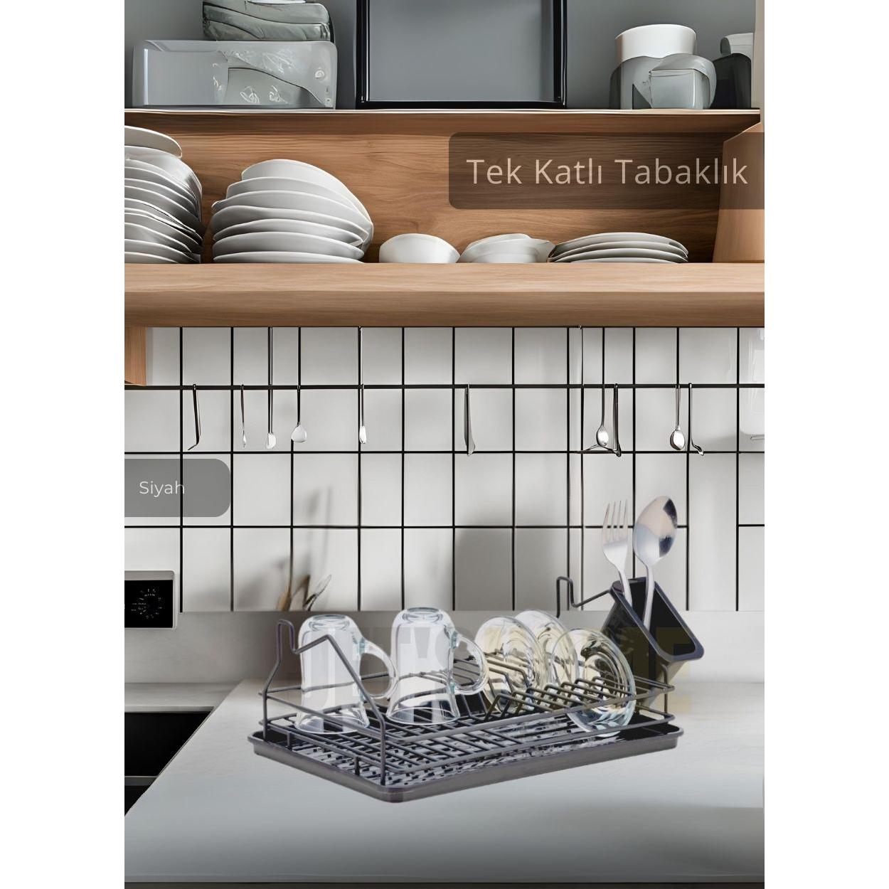 

Tek Katlı Bulaşıklık Tezgah Üstü Tabaklık BPA FREE Bulaşık Sepeti Siyah