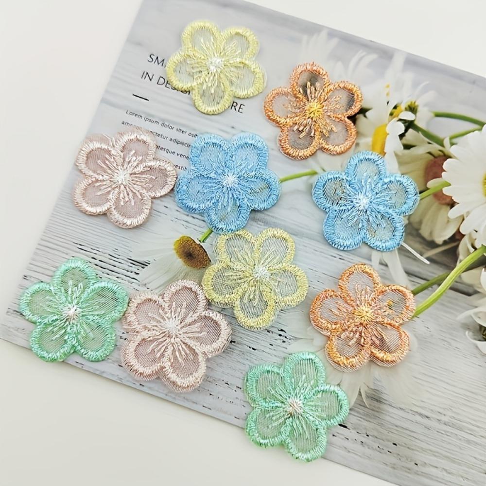 10 Pieces Vibrant Lace Floral Embroidered Patch, Mixed Colors, 1 Inch - Delicate Floral Applique .