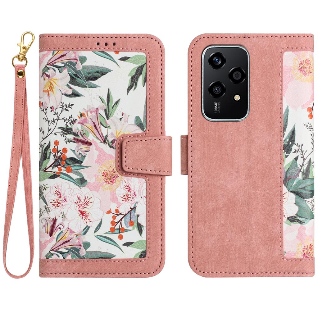 For Honor 200 Lite Case PU Leather Floral Phone Cover with Card Slots