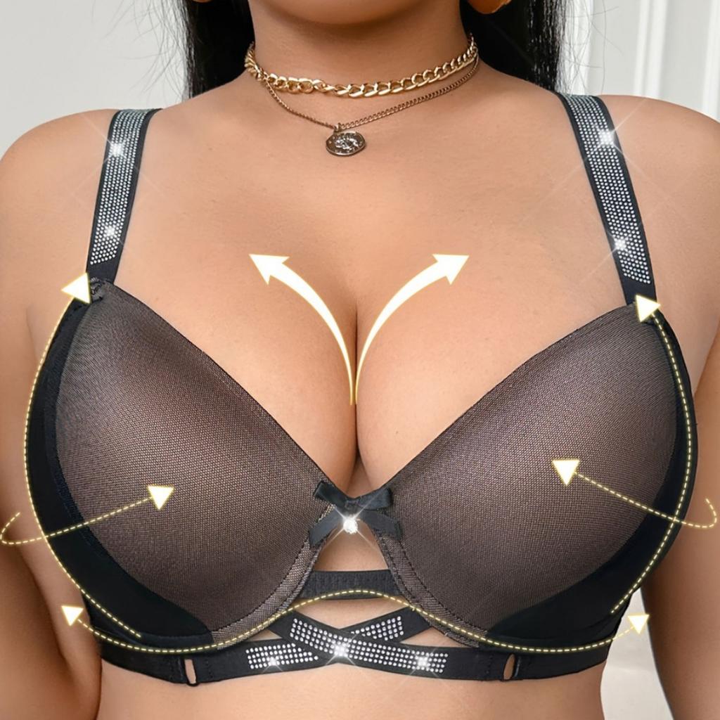 European and American Style Sexy Rhinestone Shoulder Strap Bra Push-up and Lift for Small Breasts Plus Size Bra