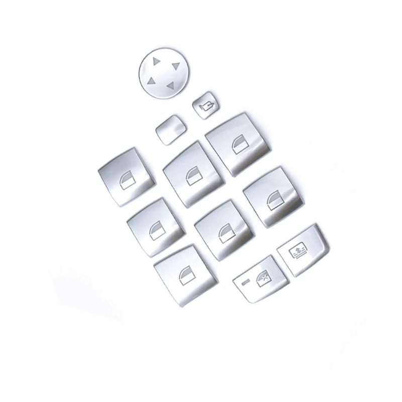 

for BMW 5 series F10 F18 525 528 2011+ New Inner Chrome Door Window Switch lifter buttons Covers Trim Interior Stickers 12pcs