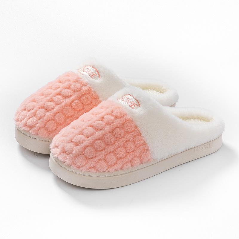 Warm Striped Non-Slip Fluffy Cotton Slippers for Men & Women