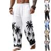 Pantaloni Lunghi Stampati da Uomo in Lino Stile Hawaiano Gamba Dritta