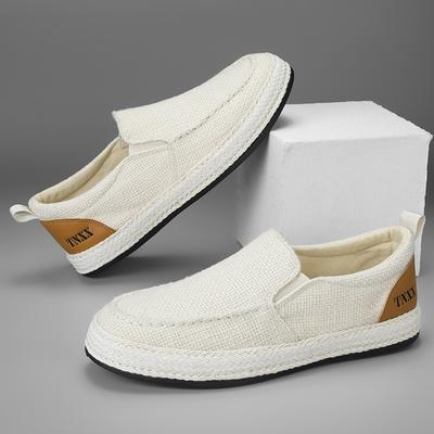 Men's Espadrille Loafers Slip On Breathable Linen Casual Shoes Lightweight Comfortable Fisherman Shoes Retro Flat Shoes