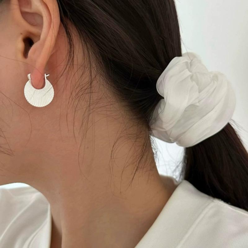 Simple Geometric Texture Pleated Handbag Earrings Ear Buckles Women's Niche Ins Cold Earrings