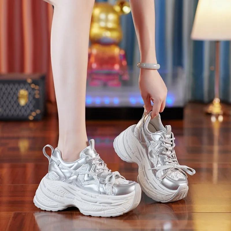 Fashion 8cm New Air Mesh Breathable Summer Spring Autumn Chunky Sneakers Platform Shoes Women Fashion Sneakers Wedge Women Casual Shoes