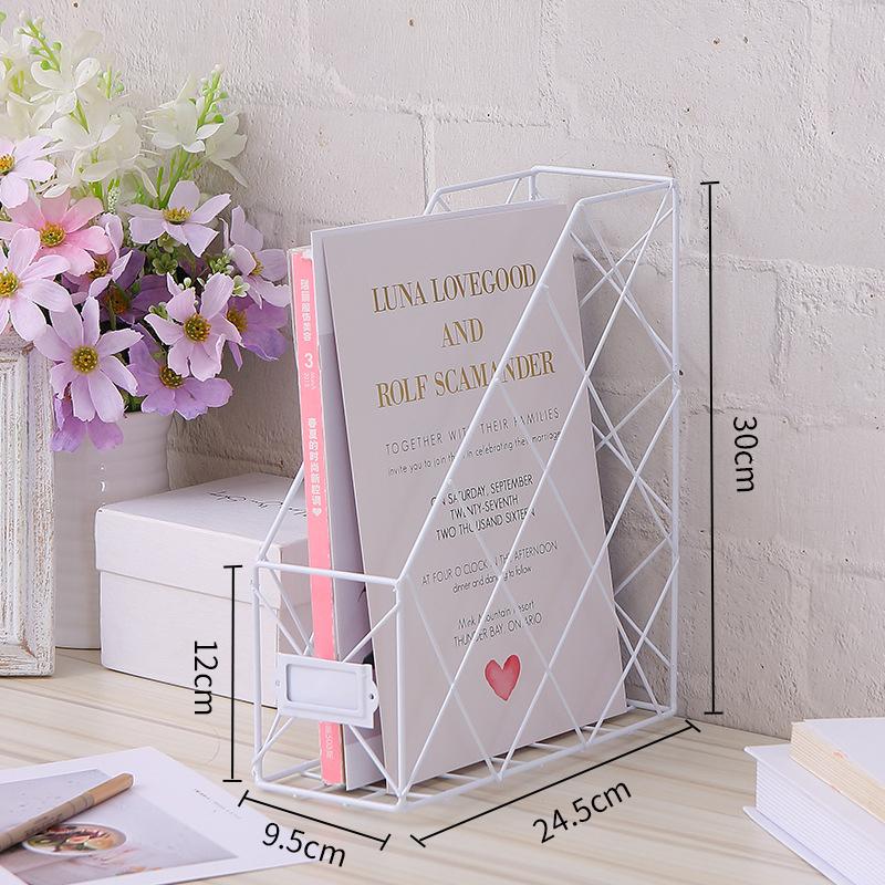 Bookshelf Rack Desktop Metal Book Block Office Newspapers Magazines Storage Scandinavian Decor  Holder Stand Golden Shelf