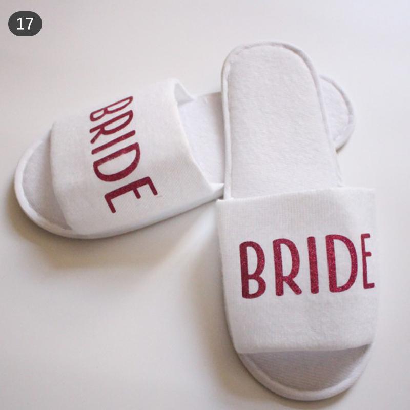 1Pair Bride Slippers Shower Gift Bridesmaid Disposable Slippers Wedding Party