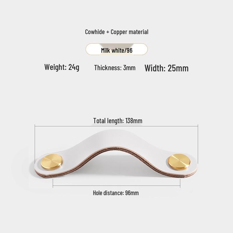 Cross-Border Brass and Leather Cabinet Pull Handle