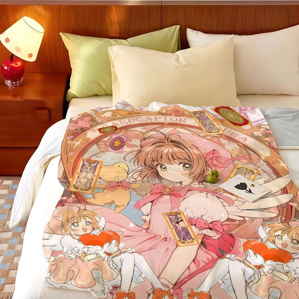 Anime C-Cardcaptor S-Sakura Throw Flannel Throw Blanket, Lightweight Cozy, Durable Washable cute Cool