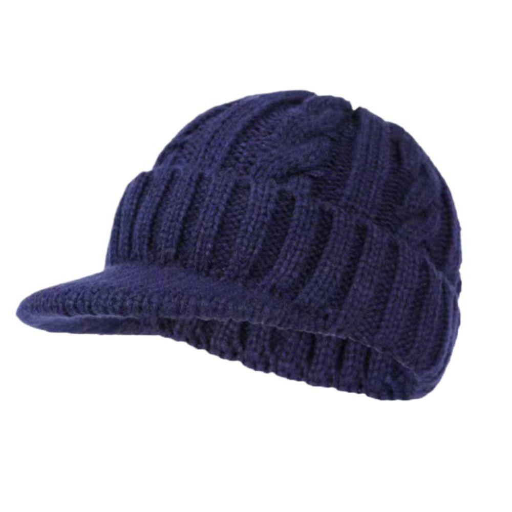 Plush Men Peaked Cap Thermal Winter Men Hat Simple Woolen Knitted Hat  Winter