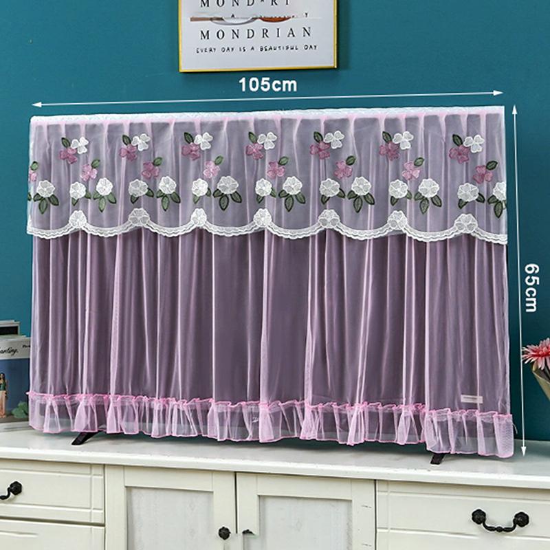Elegant Embroidered Lace TV Dust Cover - Breathable 32/42 Inch LCD Screen Protector for Wall Mounted & Flat Screen TVs