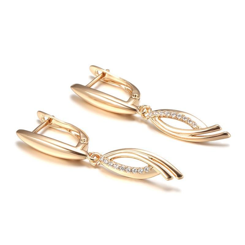 Fashion geometric zircon earrings women's light luxury rose gold earrings