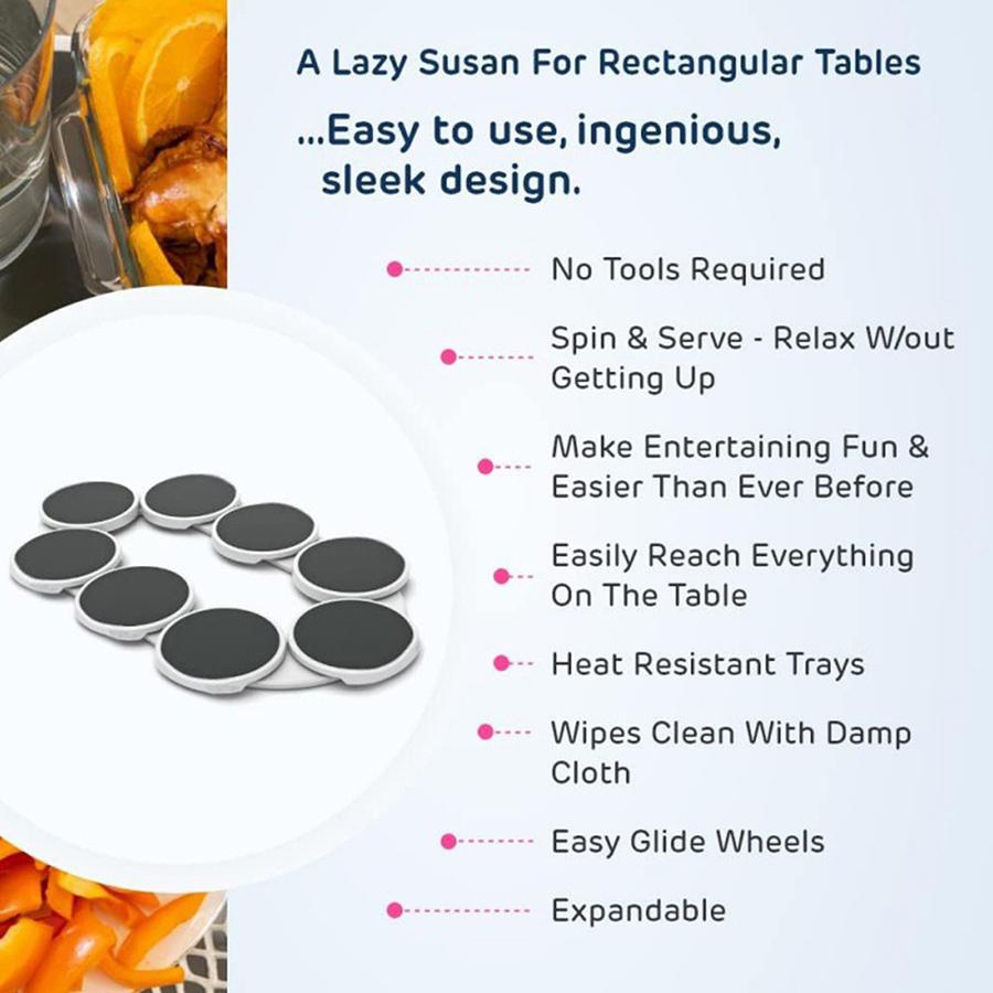 Lazy Susans Revolution Dining Tables Turntable Expandable Dishes Turntable Organizer for Rectangular Tables