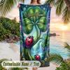 Serpent Floral Enchantment Theme Quick Dry Beach Towel Custom Name Text Print Large Sand Resistant Towel Beach Vacation