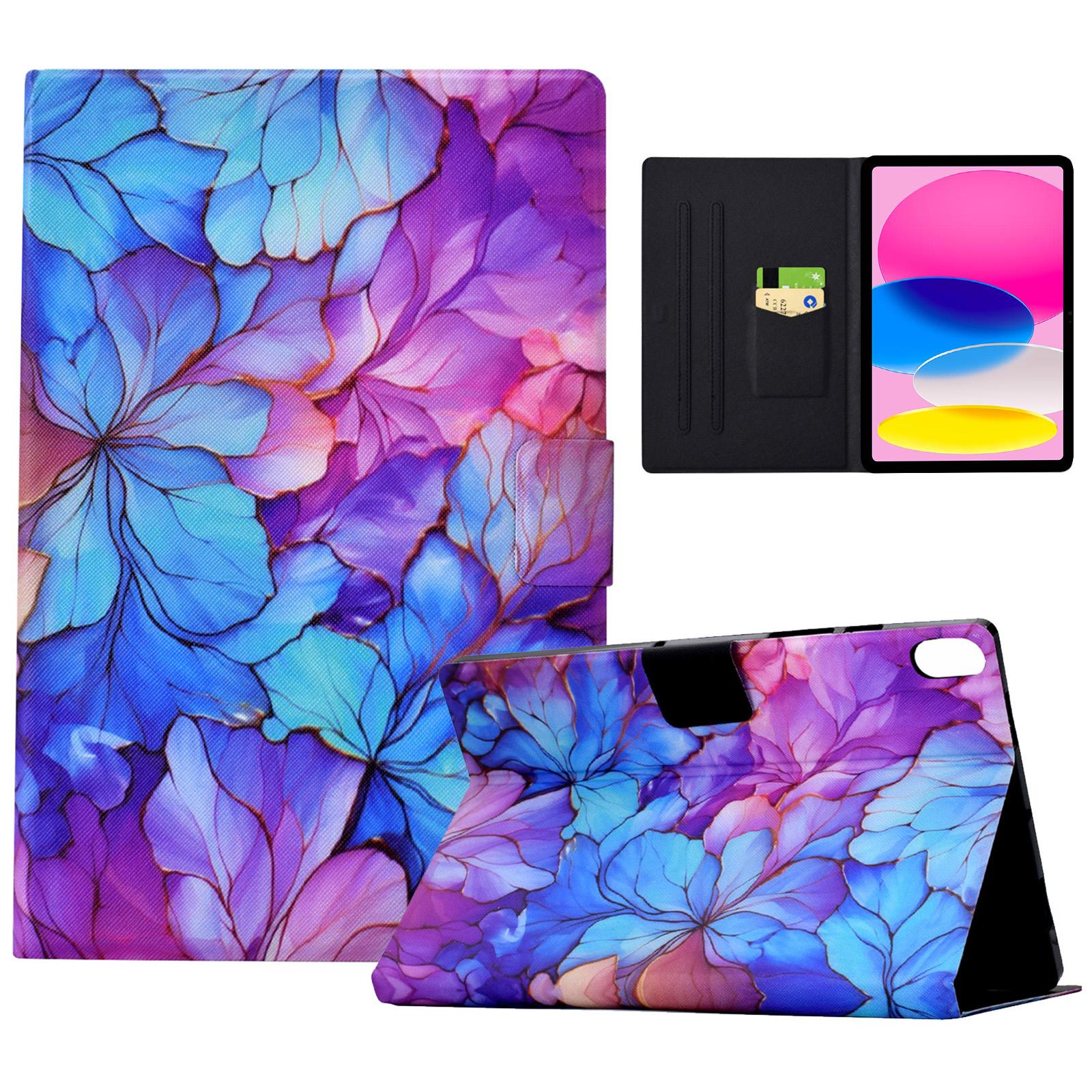 

For iPad (2025)/10.9 (2022) Case with Card Slots Pattern Printed Bump Proof Leather Tablet Cover Petal