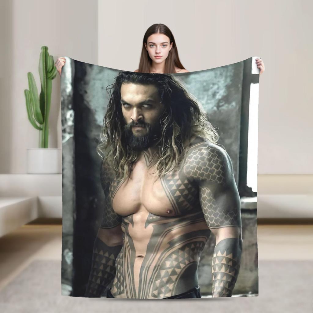 Jason Momoa Photo Collage Flannel Blanket Winter Super Warm Throw Blanket for Boy Girl Living Room Bedspread Sofa Bed Cover