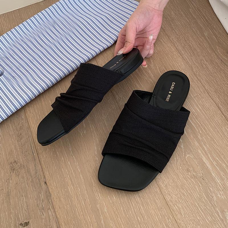 Fashion New In Summer Beach Female Slides Women Flats Slippers Shoes Casual Fashion Square Toe Ladies Flats Slippers Sandals Shoes